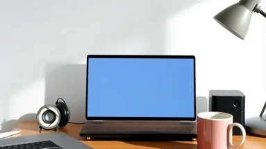 Clean and simple affiliate marketing desk setup with essential beginner gear.