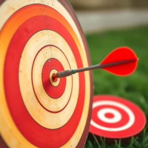 1061225 Targeted niche marketing for beginners shown by a bullseye dart hit