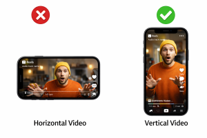 1261225 Vertical video format example for better Facebook Reels marketing success.