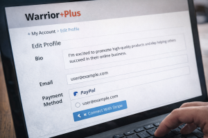 Creating a WarriorPlus affiliate marketing for beginners profile with PayPal and bio tips

