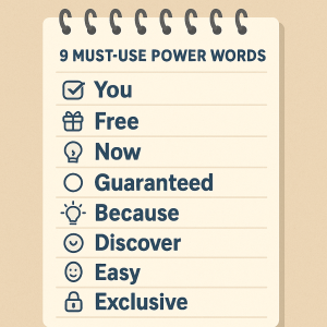 3161225 List of top power words for conversions including You, Easy, Free, and Proven.