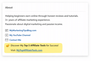 Ethical external link placement in Quora profile for affiliate strategy