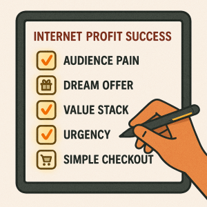 Checklist for implementing irresistible offer strategies for online marketers to achieve Internet Profit Success

