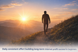 Daily consistent effort building long-term internet profit success for beginners

