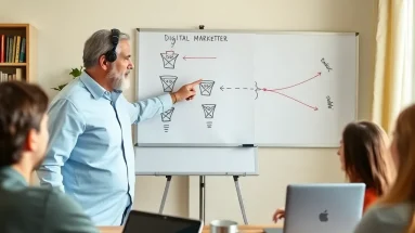 Michael Cheney marketing tips for beginners shown on whiteboard in virtual training session