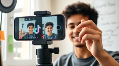 TikTok growth strategy in action with a beginner creator filming at home