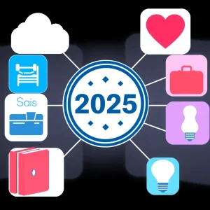 aheader Icons representing the best affiliate marketing niches 2025 including SaaS, fitness, finance, travel, and more