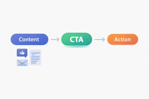 Flowchart showing how content leads to CTA and user action
