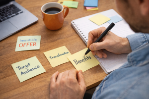 Brainstorming an irresistible offer is the first step in how to build a profitable funnel.