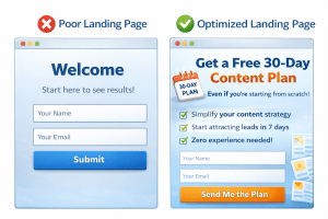 omparison showing how headline clarity boosts landing page optimization