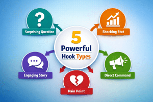 ypes of scroll stopping hooks for engagement visualized with icons