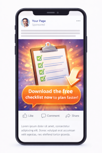 Social media ad with a call to action encouraging a free download