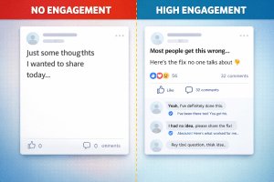 Before and after results from using scroll stopping hooks for engagement