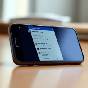2280126 Smartphone screen showing activity in a niche Facebook group