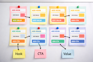 2310126 Digital content templates showing simplified structure for marketing.