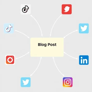 4280126 Flowchart showing how one blog post can be repurposed across multiple platforms
