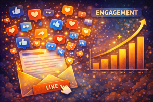 High engagement social media post with reactions and rising engagement metrics

