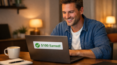 Person learning how to make your first $100 online from home