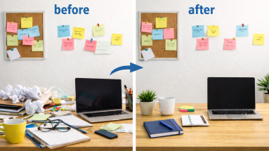 Clean and simple home office workspace representing simplified marketing setup.