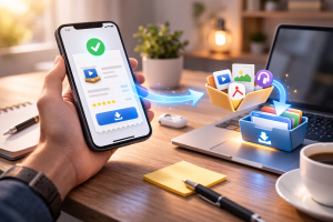 10270226 Purchase confirmation and instant digital delivery concept for automated payments and fulfillment.