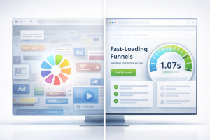 1130226 Side-by-side comparison of a slow-loading website and a fast one.