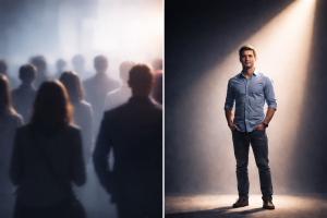 1250226 A blurry crowd transitioning into one person in focus, symbolizing how ideal customer profile questions improve targeting.