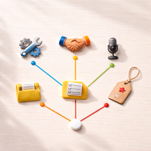 Visual metaphor showing five ways to make money online without a product