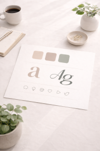 Simple brand kit example showing brand consistency with colors and fonts for professional-looking content
