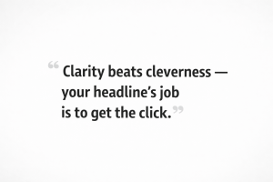 Graphic showing headline writing tip: Clarity beats cleverness
