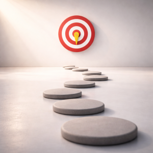 3250226 A clear path leading to a bullseye target, representing outcomes discovered through ideal customer profile questions.