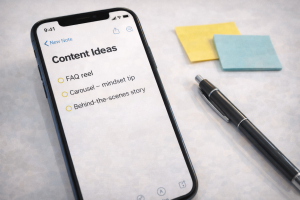 Running list of content ideas stored in notes app to prevent idea block