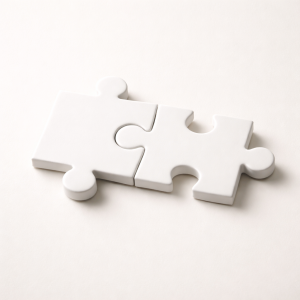 Two puzzle pieces fitting together, representing how to promote affiliate links without feeling salesy.
