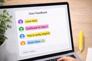 User feedback notes and comments from early testers of a digital product.
