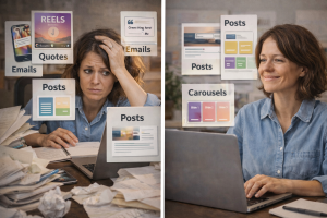 Comparison between simplified content formats and complex multi-format approach
