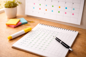 5240226 Calendar and habit tracker showing consistency proof over time