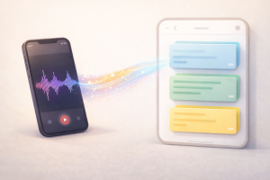 5270226 oice notes transforming into organized content ideas in a notebook.