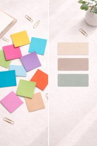 Simple palette versus color overload showing how to make your content look professional with cleaner colors