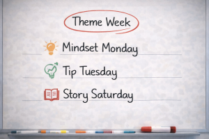 Weekly content themes mapped out for easy planning and faster creation
