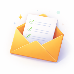 Envelope and checklist illustration representing how to build an email list for affiliate marketing.
