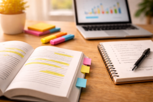 9240226 Book and notes showing investment in learning as a type of social proof.