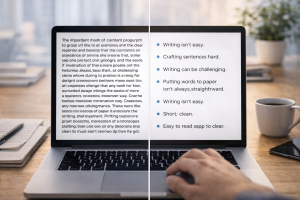  A comparison between cluttered writing and cleaner, easier-to-read content