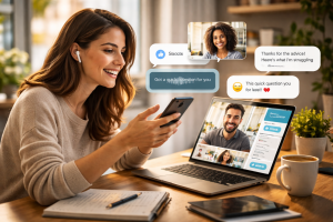 2150326 A creator speaking with real people online to understand their struggles and gather feedback.