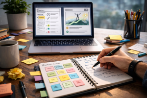 Marketer planning clear audience-focused content instead of feature-heavy messaging.
