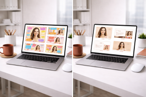 2250326 Comparison of cluttered and clean design styles for online branding