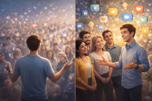 Comparison between a large disengaged audience and a small highly engaged audience.

