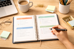 2280326 lanner showing three main priorities for a weekly marketing plan