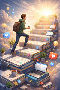 Beginner creator making steady progress step by step instead of waiting to become a perfect expert.