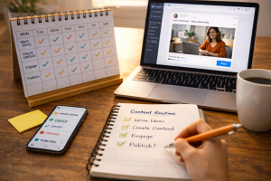 Simple content routine that helps beginners show up online consistently

