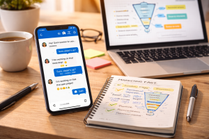 Social media direct messages being used as part of a beginner sales funnel

