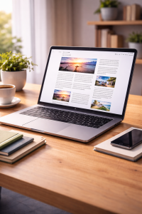 4220326 Laptop displaying a well-structured blog post with clean spacing and easy-to-read layout.